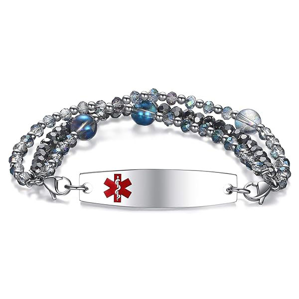 thumbnail image 2 of Medical Alert Bracelet For Women - Stainless Steel Adjustable Emergency ID With Free Engraving 2 of 11